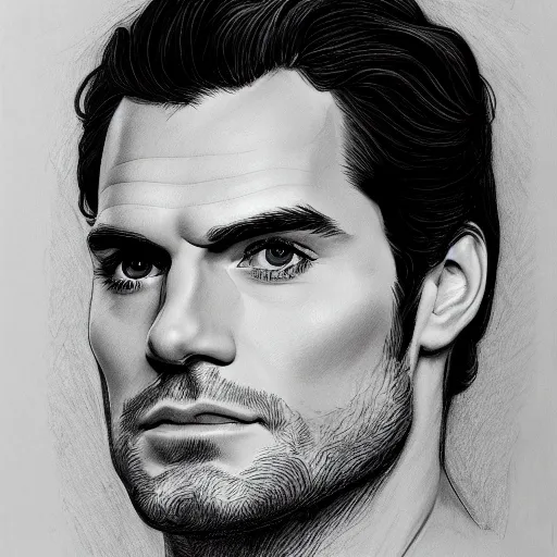 Prompt: portrait of henry cavill with a huge nose, pencil drawing