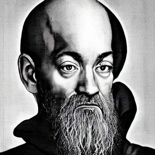 Prompt: michael stipe as a medieval monk