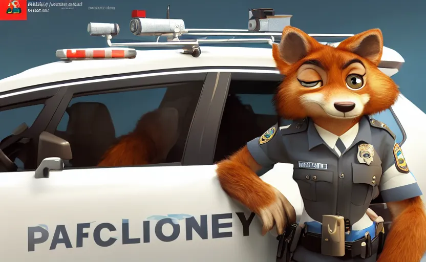 Prompt: a furry human - like dressed policewoman in the sleeping in the police car, artstation hq, stylized, symmetry, modeled lighting, expressive, studio photo refined, highly detailed, hyper realistic, furry, sense of awe, zootopia style