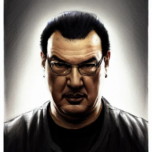 Prompt: sad steven seagal in jail cell, prison bars, prison bars, prison bars, intricate, highly detailed, digital painting, artstation, concept art, smooth, sharp focus, illustration, art by greg rutkowski, patriotic!!!