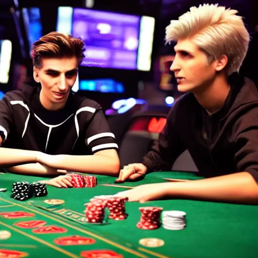 Image similar to gigachad xqc gambling : : realistic : : 1 dslr : : 1 - - quality 2