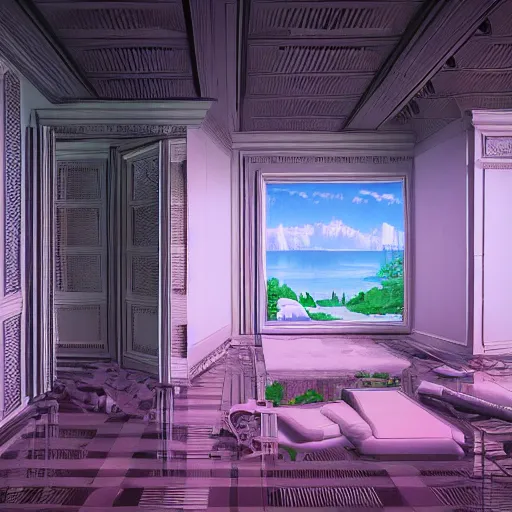 Image similar to minimalistic, hyperrealistic surrealism, award winning masterpiece with incredible details, a surreal vaporwave liminal space, highly detailed, trending on ArtStation