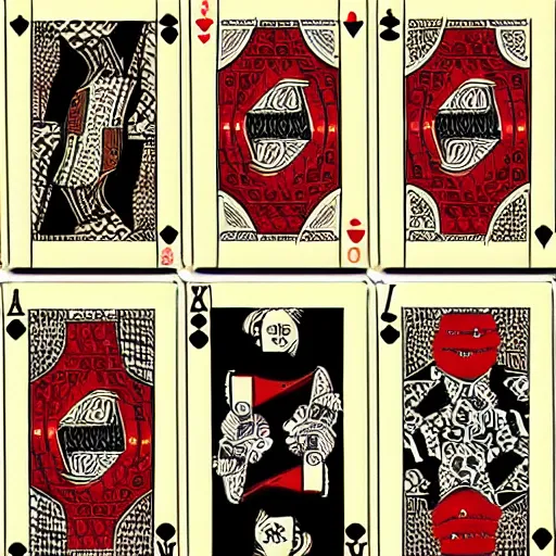 Prompt: edo style poker cards playing cards