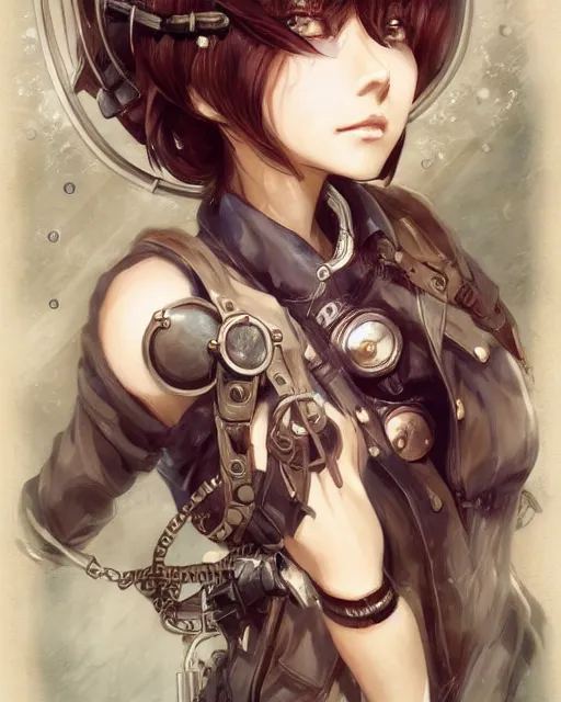 Image similar to portrait Anime Girl steampunk cute-fine-face, pretty face, realistic shaded Perfect face, fine details. Anime. Bioshock steampunk realistic shaded lighting by katsuhiro otomo ghost-in-the-shell, magali villeneuve, artgerm, rutkowski Jeremy Lipkin and Giuseppe Dangelico Pino and Michael Garmash and Rob Rey