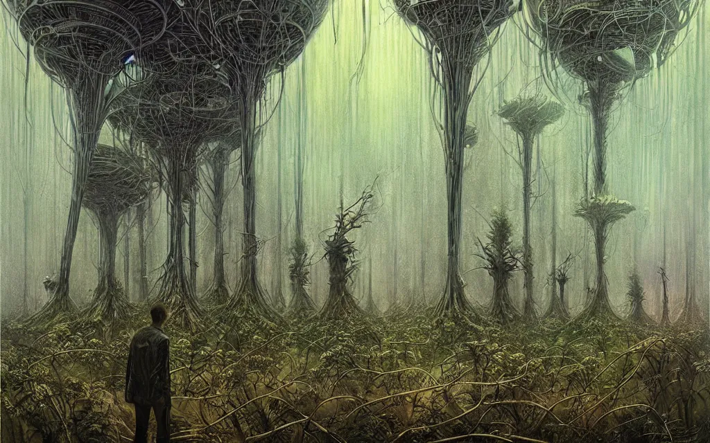 Image similar to a futurist techno - spirit cybernetic forest, future perfect, award winning digital art by santiago caruso and bruce pennington