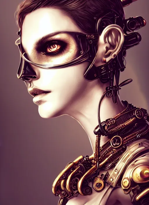 Image similar to soft lustrous ivory ebony biotech raver gutter punk gothic steampunk cyborg, golden ratio, details, scifi, fantasy, cyberpunk, intricate, decadent, highly detailed, digital painting, octane render, artstation, concept art, smooth, sharp focus, illustration, art by artgerm, loish, wlop