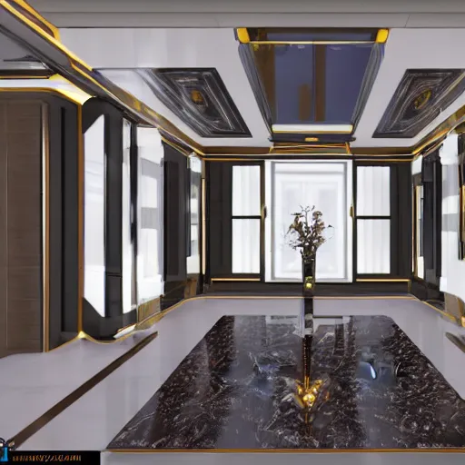 Image similar to Hyper futuristic Mansion interior-W 768