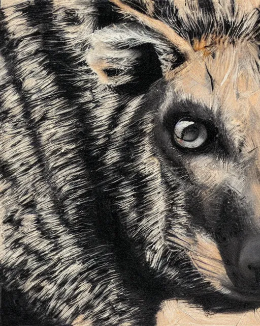 Image similar to striped hyena closeup art by guy denning,