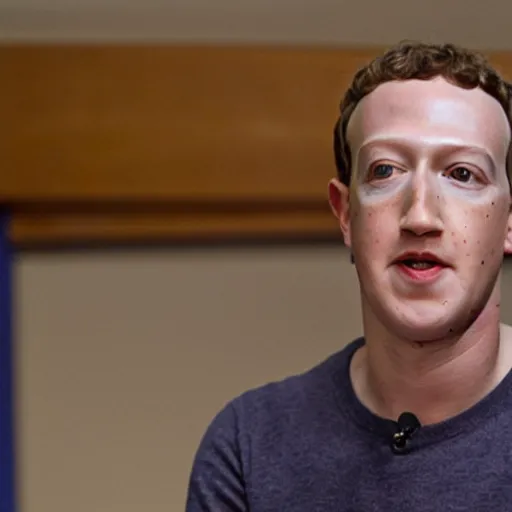 Image similar to Zuckerberg as a real actual human that can relate to people, movie still, cinematic Eastman 5384 film