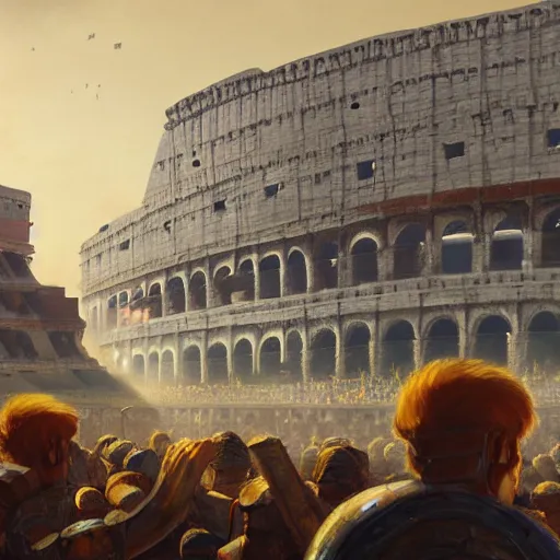 Prompt: ground view of a colosseum arena, profile picture, organic painting, sunny day, matte painting, bold shapes, hard edges, street art, trending on artstation, by huang guangjian, gil elvgren, ruan jia, randy vargas, greg rutkowski