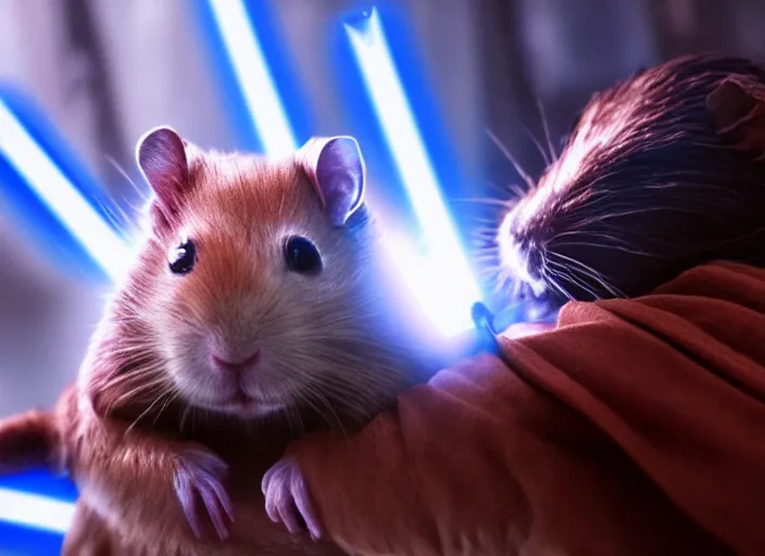 Image similar to movie still, star wars, hamster, cinematic, sharp focus, cinematic lighting, 8 k