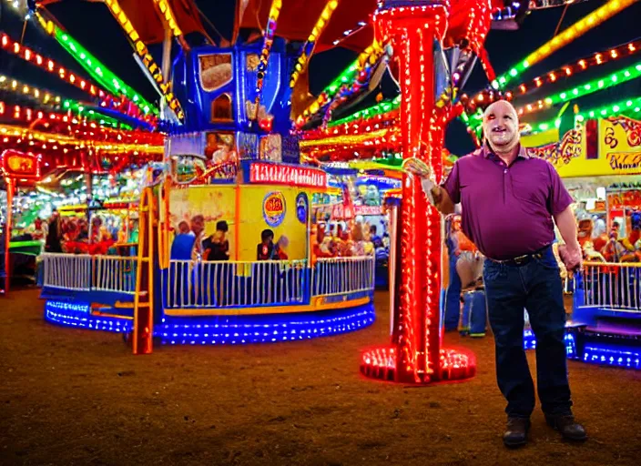 Image similar to photo still of dave mustane at the county fair!!!!!!!! at age 3 6 years old 3 6 years of age!!!!!!!! playing ring toss, 8 k, 8 5 mm f 1. 8, studio lighting, rim light, right side key light