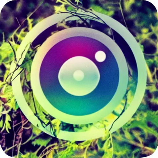 Prompt: instagram like symbol inside a bramble forest. like instagram.