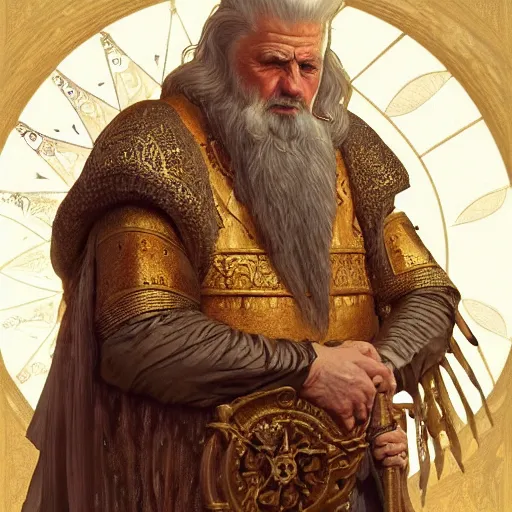 Image similar to ultra realistic illustration of a medieval old king, intricate, elegant, highly detailed, digital painting, artstation, concept art, smooth, sharp focus, illustration, art by artgerm and greg rutkowski and alphonse mucha