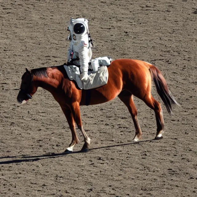 Prompt: horse horse on astronauts back