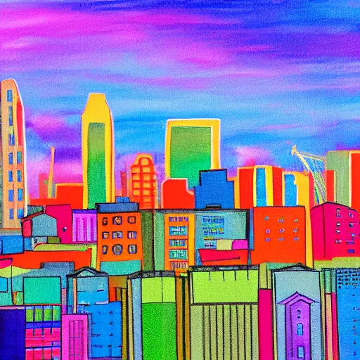 Image similar to colorful painting of birmingham, alabama skyline in the style of henri matiss