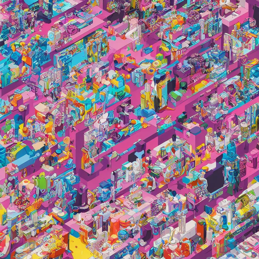 Prompt: pharmaceutical drugs by tristan eaton, beeple and james jean, chiho aoshima color scheme