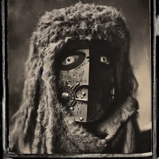 Image similar to tintype photographs of shamans, psychic wrestlers, masked heroes, irradiated humans, and monster hunters