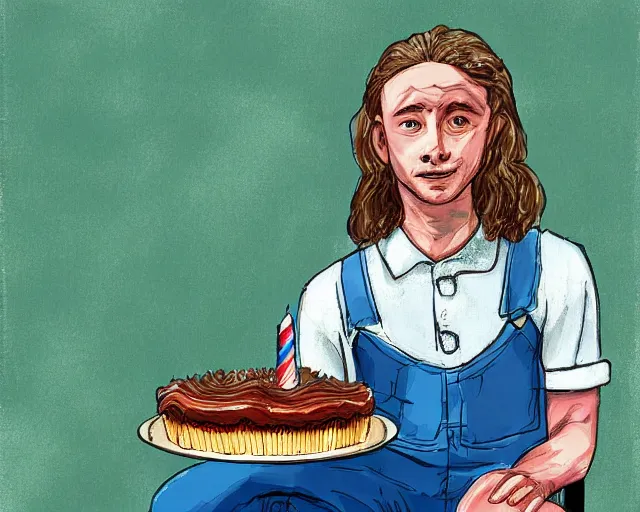 Prompt: Forrest gump eating a cake in hogwarts, digital art, highly detailed, in the style of Irina French