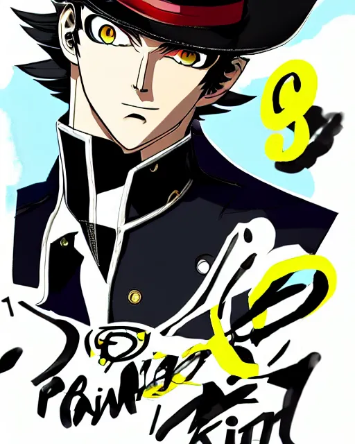 Prompt: Jotaro Kujo in Persona 5, in the style of Persona 5, Persona 5, Persona 5 artwork