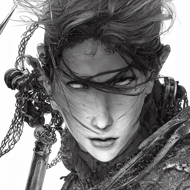 Image similar to the portrait of neutral evil fallen knight vagabond as absurdly beautiful, conniving, elegant, jaded, young woman, an ultrafine hyperdetailed illustration by kim jung gi, irakli nadar, intricate linework, bright colors, octopath traveler, final fantasy, unreal engine 5 highly rendered, global illumination, radiant light, detailed and intricate environment