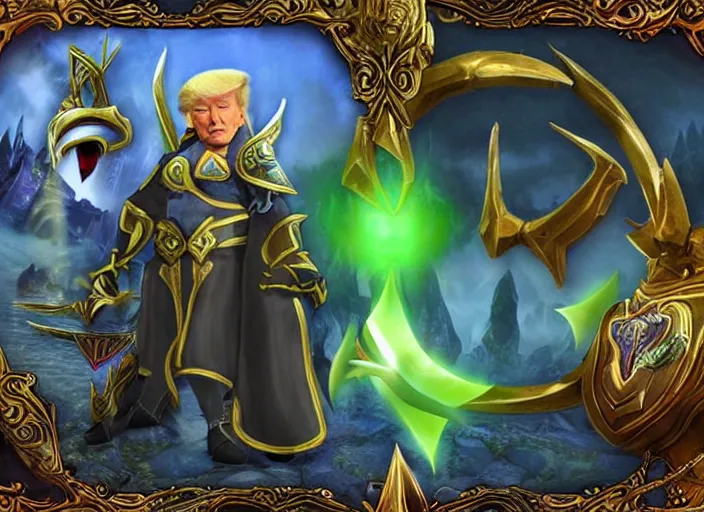 Image similar to donald trump as night elf in world of warcraft