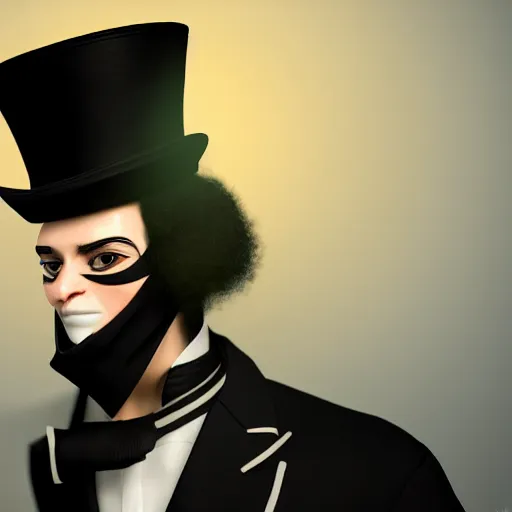 Image similar to a highly detailed portrait of a man in a high top hat covering his face, in a black tailcoat with a yellow waistcoat under the tailcoat, artstation, deviantart, professional, octane render, unreal engine 5