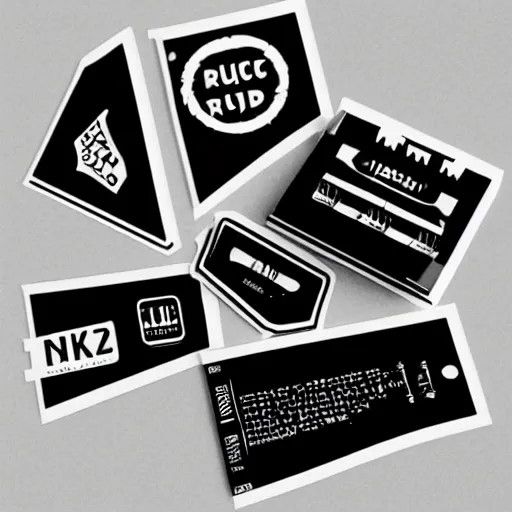 Image similar to black on white graphic design stickers in style of david rudnick, eric hu, guccimaze, acid, y 2 k, 4 k sharpening,