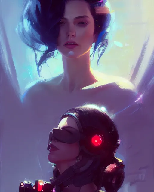 Prompt: masterpiece concept art, a beautiful highly detailed sci - fi lady on wheelchair, artist of 2 2 nd century, cinematic moody colors, realistic shaded lighting poster by ilya kuvshinov, magali villeneuve, artgerm, jeremy lipkin and michael garmash and rob rey,