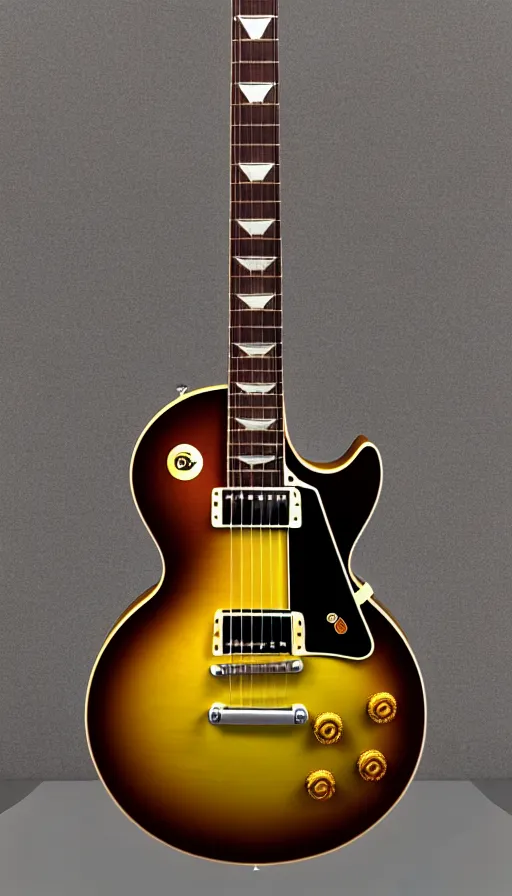 Image similar to gibson les paul vintage sunburst, 3 d hyperrealistic 8 k image style, detailed render, studio photograph