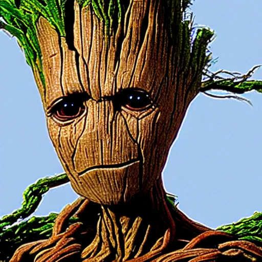 Image similar to groot in stem punk style 4 k detailed super realistic