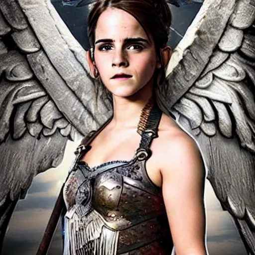 Image similar to photo of emma watson as a valkyrie warrior