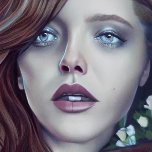 Image similar to lana del rey fighting Elizabeth olsen, photorealistic, high detail