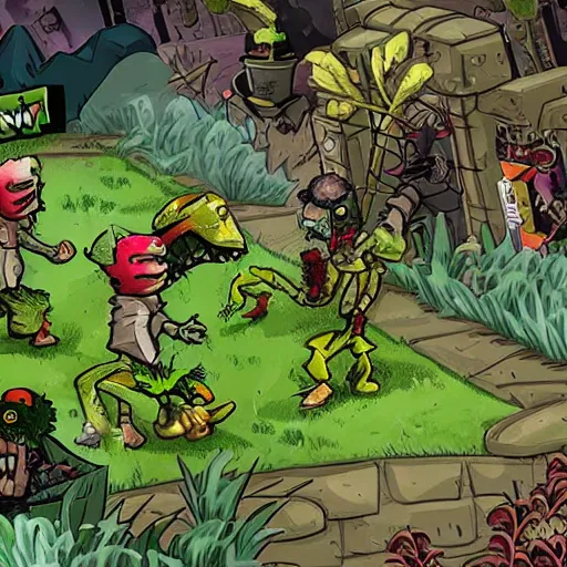 Prompt: 1 plant vs. 2 zombies