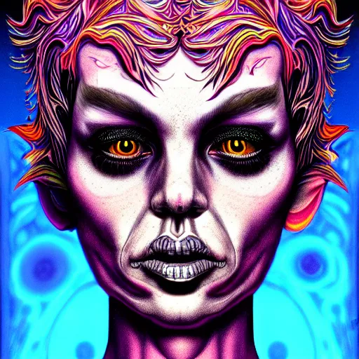 Prompt: An extremely psychedelic portrait of punk rock, surreal, LSD, face, detailed, intricate, elegant, lithe, highly detailed, digital painting, artstation, concept art, smooth, sharp focus, illustration