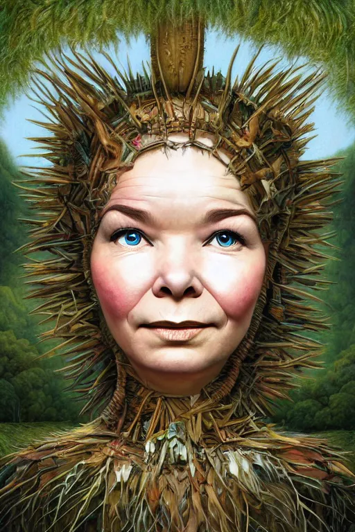 Image similar to bjork portrait by hubert robert and lee madgwick and roger dean and jacek yerka, dan mumford and alex grey style, soft lighting, 4 k hd wallpaper illustration concept joy atmospheric lighting