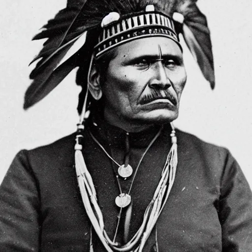 Prompt: a photo of a 1880 Comanche Chief