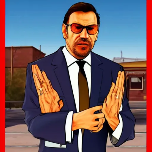 Image similar to ganster mariano rajoy, gta v loading screen art,