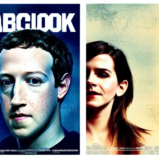 Prompt: movie poster starring Mark Zuckerberg and Emma Watson