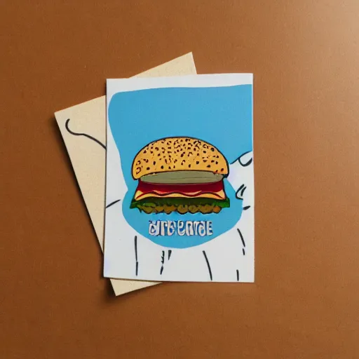 Image similar to cute and powerful cat burger card