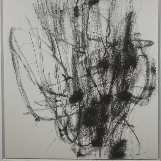 Image similar to an art piece by cy twombly!!, limited palette, drawing on squared paper!!, charcoal, crayon, pastel, signing