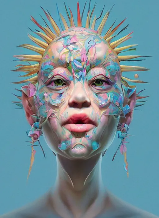 Image similar to colourful caricature - 3 d vfx art - of the sun, art style by james jean & hsiao - ron cheng, character concept art, unreal engine render, digital illustration, sharp, intricate detail, volumetric light, ray tracing, soft light, symmetric, pinterest, artstation, behance,
