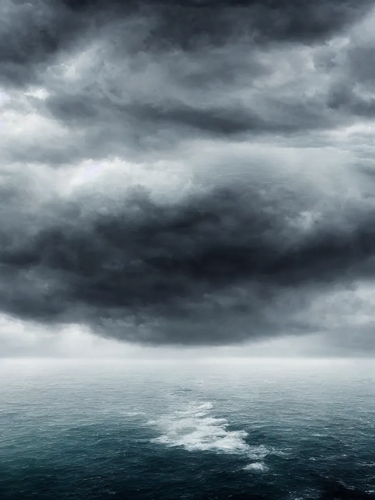 Image similar to detailed sea, layers, very detailed dark super storm, hyper realistic, impressive, very atmospheric, smoke boiling, cinematic, deep, very high complexity, stunning, masterpiece, weather photography, very detailed. 4 k