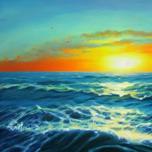 Image similar to beautiful ocean, oil painting