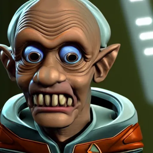 Image similar to an extremely detailed, very accurate 3d ani,mated image of quark the ferengi from star trek, in emoji form, rendered in unreal engine, high octane