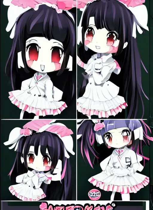 Image similar to manga style, black and white manga, kawaii chibi manga school girl kuudere by gen urobuchi and yuyuko takemiya