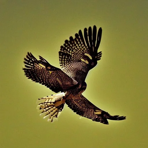 Prompt: falcon with the face of a frog flying in the sky with clouds