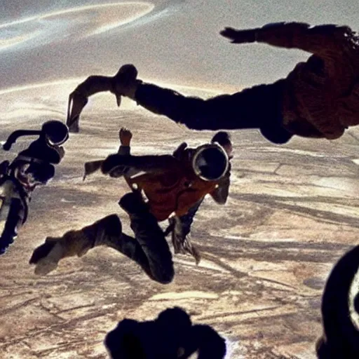 Prompt: ancient humans flying across space in ancient clothes, extremely detailed, ultra wide angle, cinematic still, directed by Quintin Tarantino