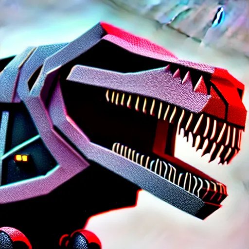 Prompt: a 3D hyperrealistic octane render illustration of a extremely detailed cyborg cyberpunk t-rex