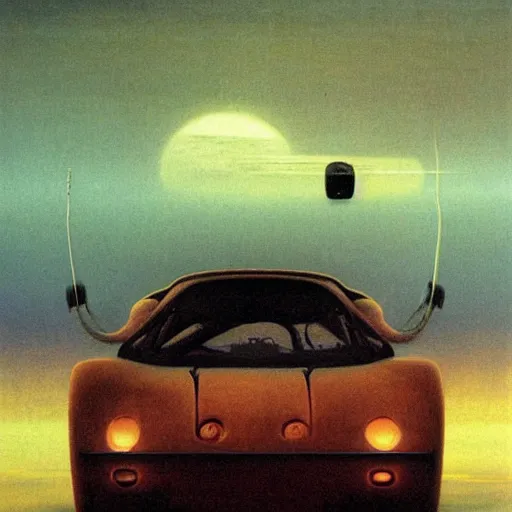 Prompt: A futuristic car, Zdzislaw Beksinski